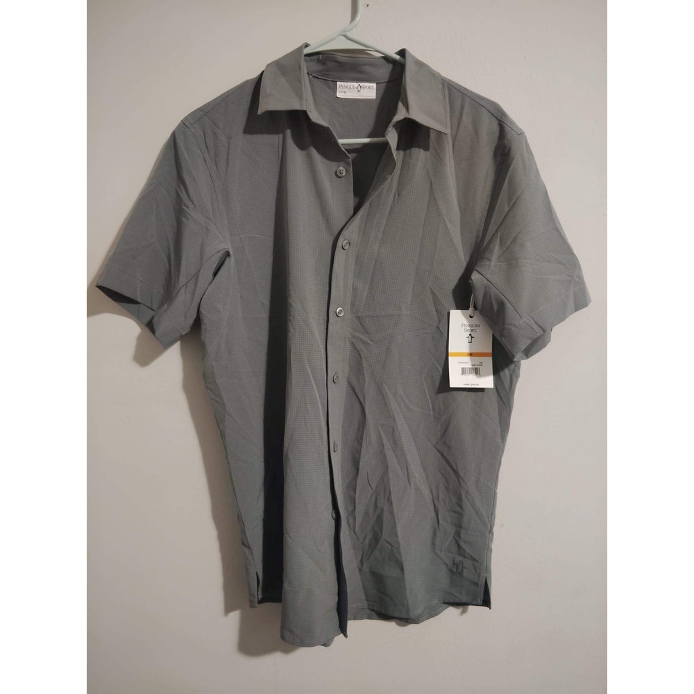 Original Penguin Sport Men's Short Sleeve Button Down Shirt Grey Size Small